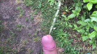 Pissschau im Freien im öffentlichen Garten