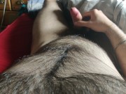 Preview 3 of hairy hunk strokes his hard fat cock