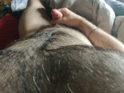 Preview 5 of hairy hunk strokes his hard fat cock
