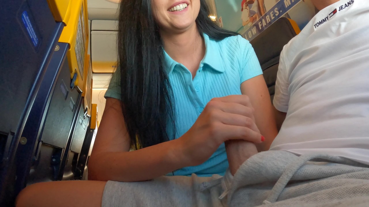 Short PREVIEW - Risky plane handjob and blowjob on crowded plane - Tonny  and Mia