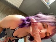 Preview 5 of Purple haired teen blowjob with cum in mouth