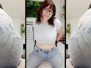nerdy girl, edging, big tits, cum countdown