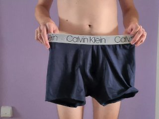 CALVIN KLEIN BOXERS SHOW - Trying on_My Calvin_Klein Boxers, Hairy Dick Close_Up 4K
