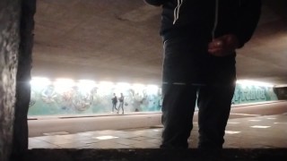 밤에 기차 터널 DICKFLASHING