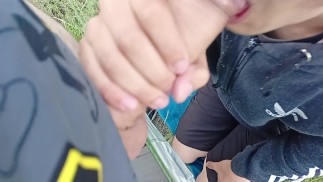 Extreme in public , pushing my big cock in sissy's mouth to cum