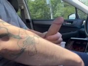 Preview 3 of public jerking off really quick in MEGA packed parking lot and CUM
