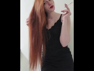 fetish, solo female, smoking, smoke redhead