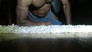 Hands-Free Muscular Guy Dry Humping Pillow On Floor Intense Grinding Cum