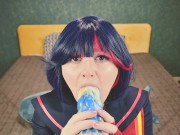 Preview 3 of Ryuko Matoi was fucked by Naked Teacher in all holes until anal creampie - Cosplay KLK Spooky Boogie