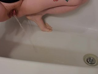 solo female, peeing, fetish, red head