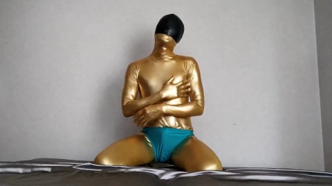 Badpak siliconen dop Breath Control in goud Zentai