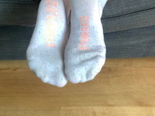Sexy Girl Shows Her Pretty White Sport Socks AfterWalk