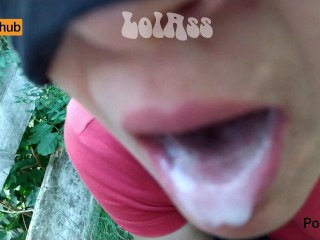 I Kneel in a Public Park to Give him a Hands-free Blowjob and he Fills my Mouth with Cum - LolAss