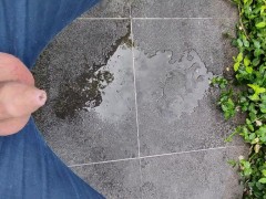 Quick piss on a park bench on lunch break