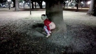 Blonde Peeing In Public In Plaza Lopez Rosario