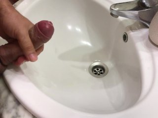 bathroom, cumshot, amateur, huge cock