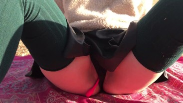 Playing in the park with a vibrator inside my pussy