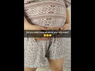 Looks like your pregnant big boobed hotwife have a secret kinks! - Snapchat Cuckold Captions