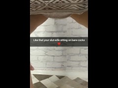 Your pregnant slutwife sitting on my big cock like this all the time! - Snapchat Cuckold Captions