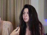 Preview 5 of Youtube xxx Strip Game - Read rap on a vibrator Funny Moments - Katty West & Eva Stone