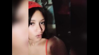 Pretty faced mixed girl teases and pleases herself.