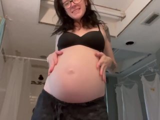 exclusive, big pregnant belly, orgasm, teen