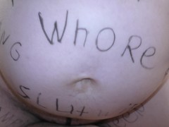 8-Month pregnant hotwife covered in dirty body writing femdom ride her hubby until creampie!