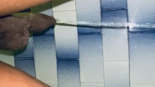 Quality Uncut dick piss from behind pissing capture