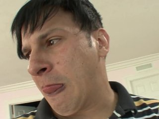 A horny brunette with big boobs seduced him with her melons and blowjob skills