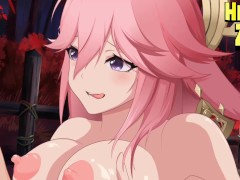 Genshin Impact hentai Yae Miko big tits titjob