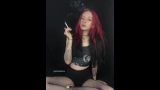 Emo Girl Smoking in Fishnets & Dirty White Sneakers