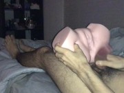 Preview 1 of Toy Pussy Rides Cock Until and After it Milks Massive Cock