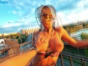 Preview 1 of Fit latina girl tease over the city