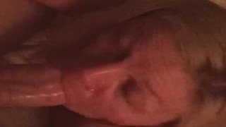 POV blonde sucks BWC and swallows. CUMSHOT!!