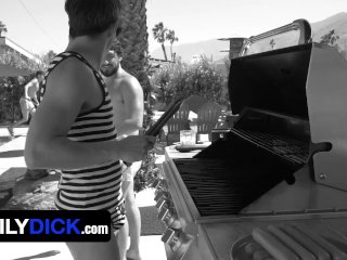 FamilyDick - Perv Stepdad Shares His Innocent Stepson With Horny Boss By The Pool For Promotion screenshot number 1