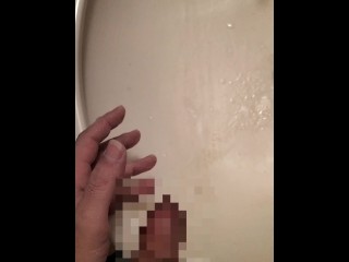 A Hairy Japanese Men Masturbates. the Moment he Ejaculates in the Washroom.