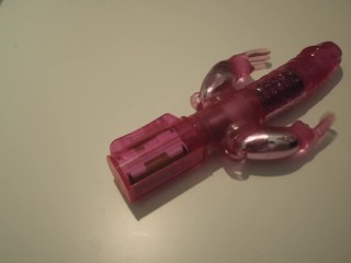 Rabbit vibrator in tight wet pussy tied up girl with orgasmic convulsions and femele orgasm
