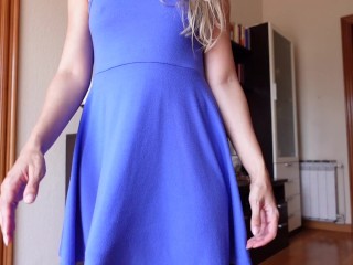 Petite Domme teases you with her strap on underneath dress