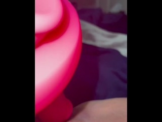 Wet juicy shaved pussy pink dildo fuck alien toy 3