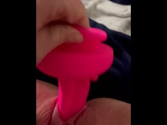 Pretty shaved pussy fucking pink alien toy dildo 6