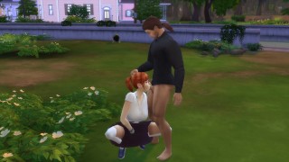 De Sims 4 Glurende Tina doen oraal in de natuur