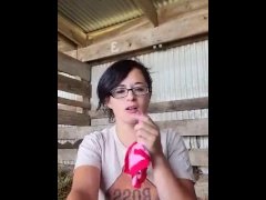 Farm girl pisses in her panties then sucks the piss out of them