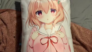 Lonely guy using a body pillow