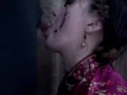 Preview 2 of Female college student put on a Chinese dress and have a blowjob and cum in mouth