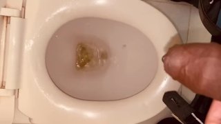 Uncut hot dick clear pissing in public restroom on commode seat allover watch me @Burdi69