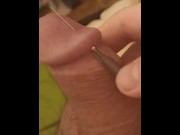 Preview 1 of Internal Stimuli for My Penis Head - Needle Pierces Its Way Out of Glans (mini-session on mobile)
