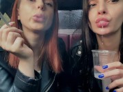 Preview 3 of Bratty Girls Sofi and Kira Humiliate You and Order to Jerk Off on Their Saliva - POV Femdom And Spit