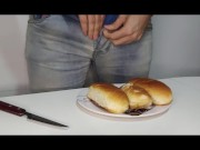 Preview 2 of Food porn #3 - Hot Dogs - Smearing my dick in toppings