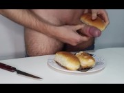 Preview 4 of Food porn #3 - Hot Dogs - Smearing my dick in toppings