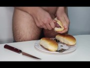 Preview 5 of Food porn #3 - Hot Dogs - Smearing my dick in toppings